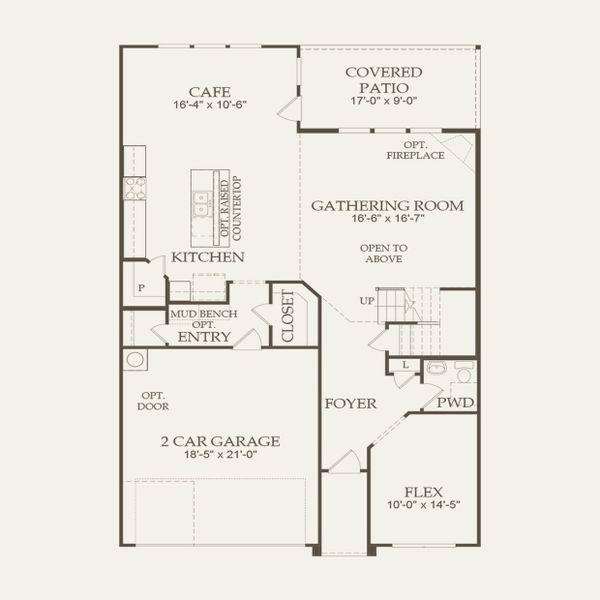 2D floor plan layout for the Saddlebrook by Pulte Homes in Sunfield, Mustang Ridge, TX (Image 4). 2D floor plan layout for the Saddlebrook by Pulte Homes in Sunfield, Mustang Ridge, TX (Image 4).