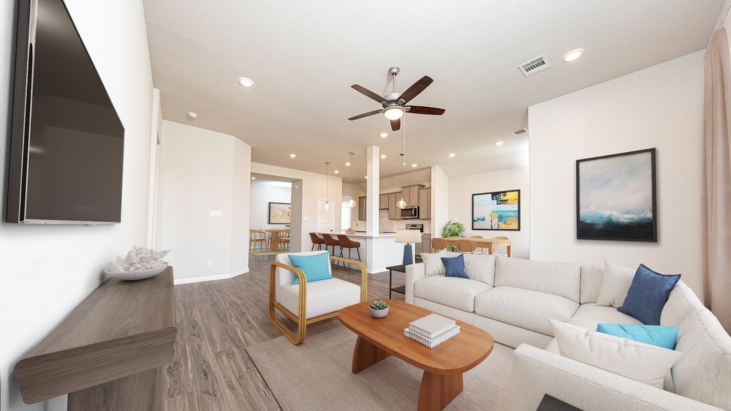 Representative furnished interior of a home built from the The Lakewood by Legend Homes in Cinco Lakes, San Antonio (Image 10).