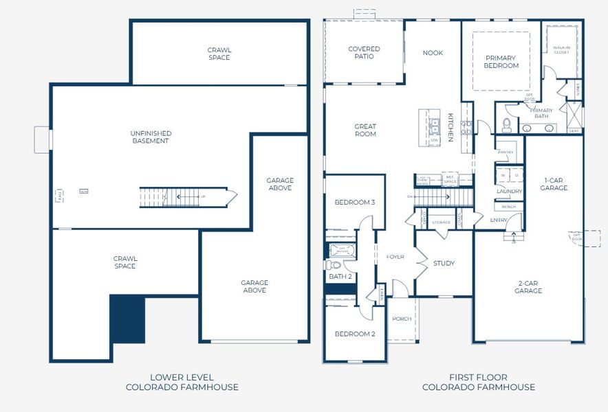 2D floor plan layout for the 5001 by New Home Co. in The Estates Collection at Murphy Creek, Aurora, CO (Image 3).
