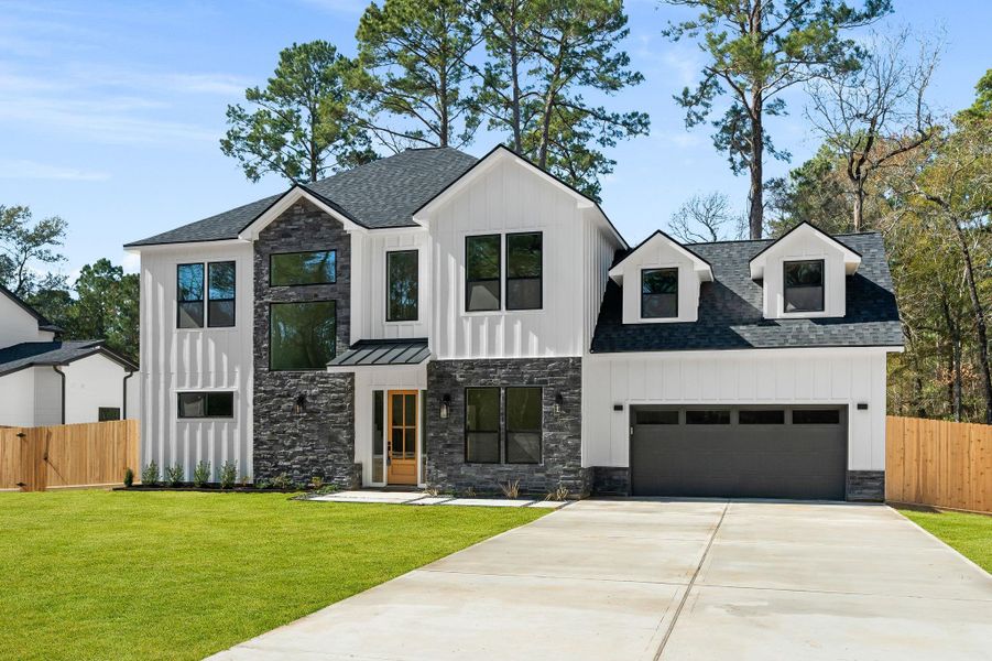 Front exterior of a new home in , Magnolia, TX, highlighting curb appeal (Image 2). Front exterior of a new home in , Magnolia, TX, highlighting curb appeal (Image 2).