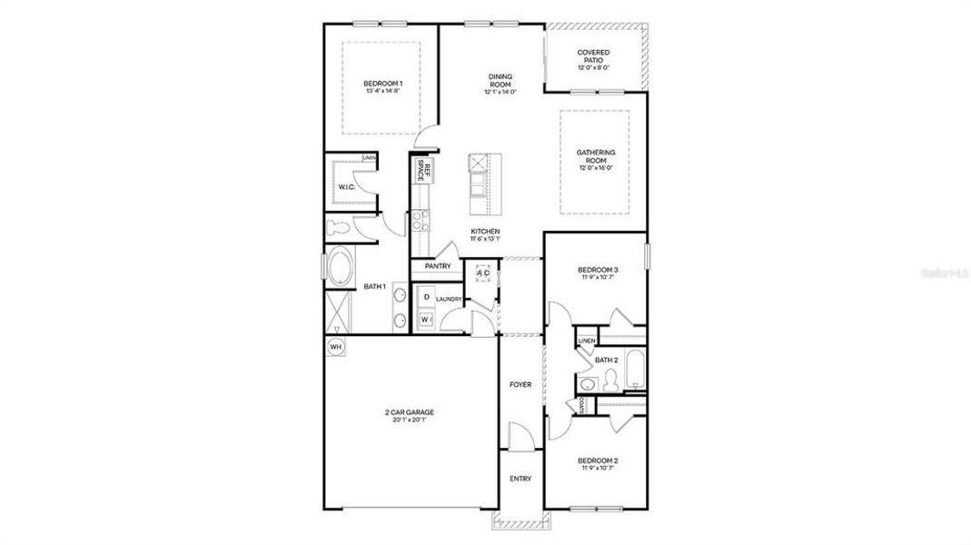 2D floor plan layout of this home in Sawmill Branch, Palm Coast, FL (Image 3).