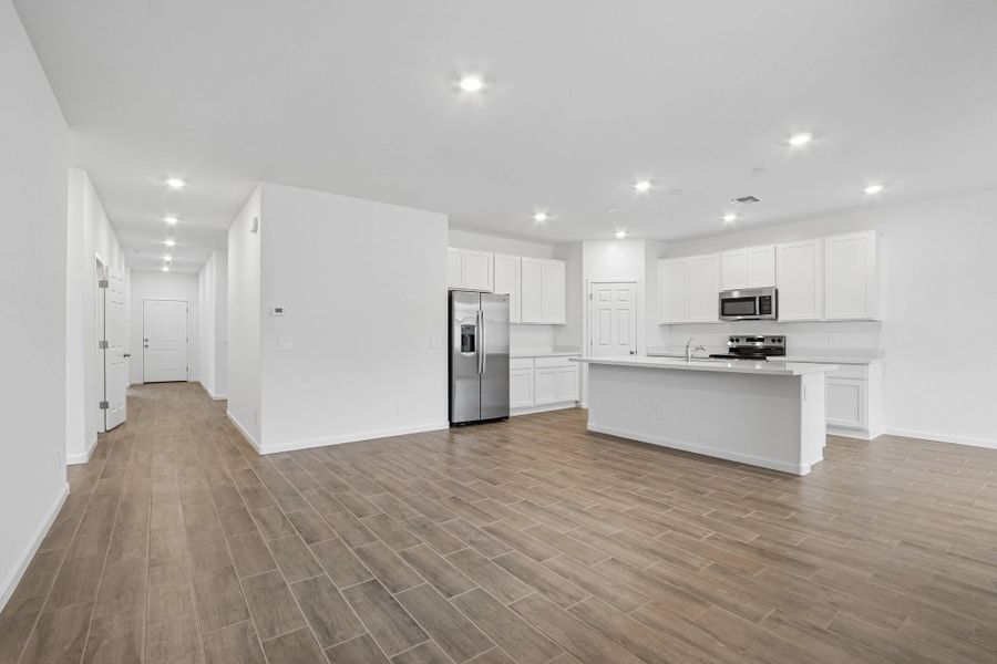 Great room and kitchen Great room and kitchen