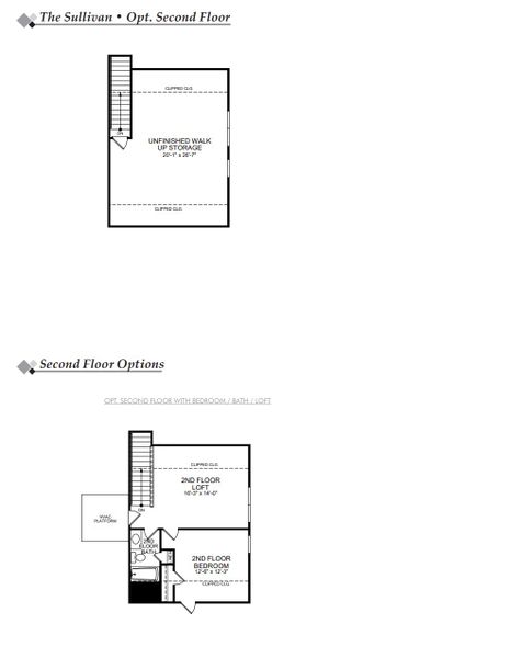 2D floor plan layout for the Sullivan by Eastwood Homes in Peyton's Creek, Statesville, NC (Image 3).