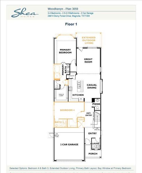 2D floor plan layout of this home in Woodhavyn 40', Magnolia, TX (Image 2). 2D floor plan layout of this home in Woodhavyn 40', Magnolia, TX (Image 2).