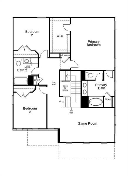 This floor plan features 3 bedrooms, 2 full baths, 1 half bath, and over 2,300 square feet of living space.