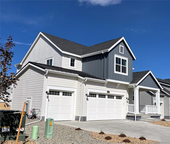 Front exterior of a new home in Independence: The Pioneer Collection, Elizabeth, CO, highlighting curb appeal (Image 1).