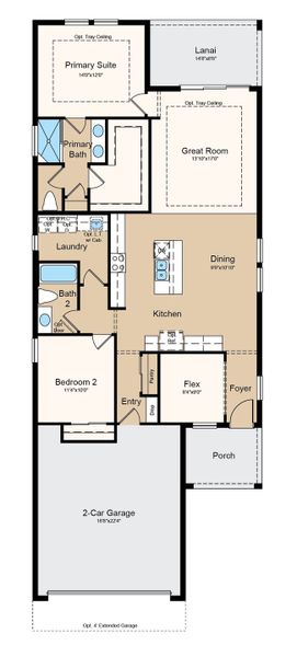 2D floor plan layout of this home in Esplanade at Starling, Punta Gorda, FL (Image 2). 2D floor plan layout of this home in Esplanade at Starling, Punta Gorda, FL (Image 2).