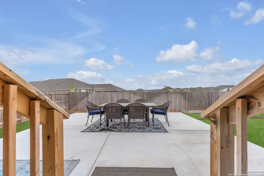 Exterior details and patio area of a home in Saddle Creek Ranch, Cibolo (Image 29). Exterior details and patio area of a home in Saddle Creek Ranch, Cibolo (Image 29).