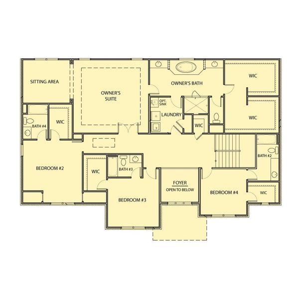 2D floor plan layout for the Adams by Kerley Family Homes in The Estates at Hurricane Pointe, Douglasville, GA (Image 10).