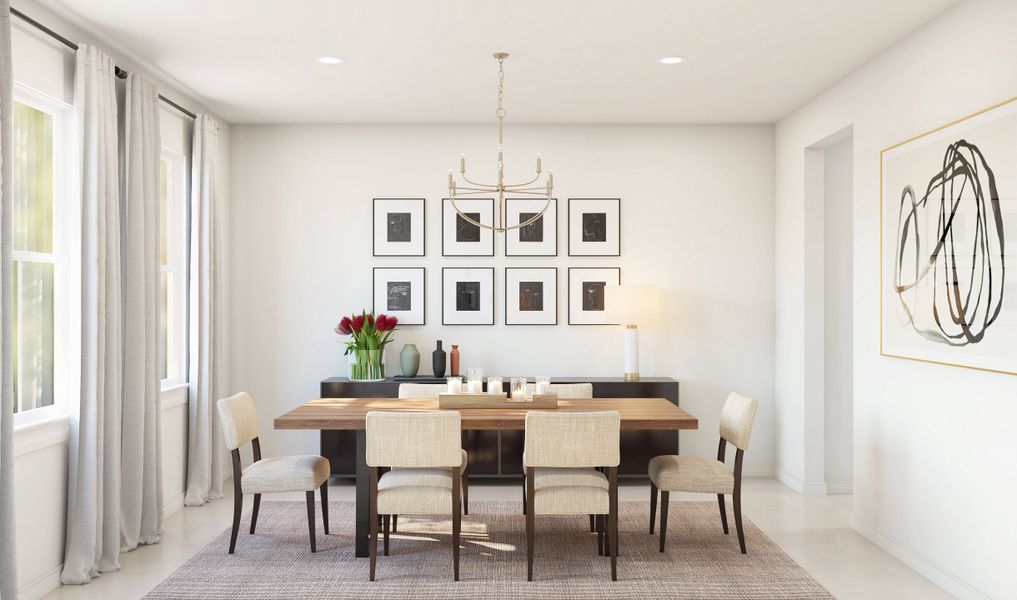 Cozy dining room with chandelier