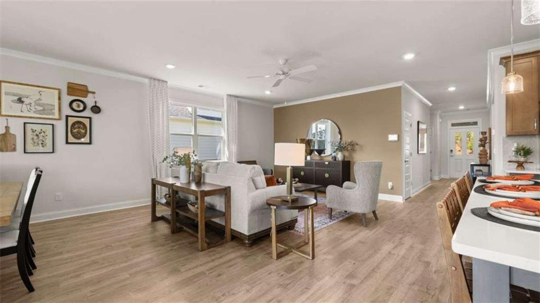Furnished interior view inside a new home in Oak Ridge Meadows - Active Adult, Locust Grove (Image 26).