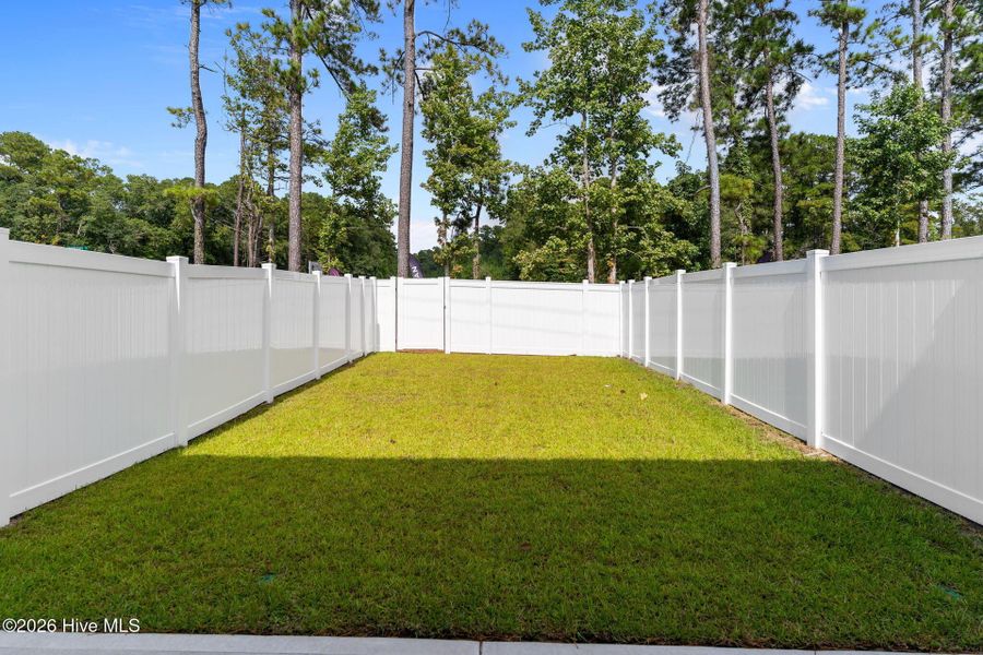 Exterior details and patio area of a home in Coastal Haven Townes, Leland (Image 21).