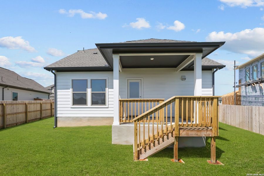 Exterior details and patio area of a home in The Parklands, Schertz (Image 25).
