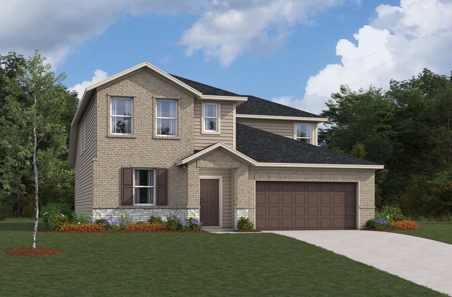 Representative exterior photo of a completed home built from the Cascade by Beazer Homes in Sorella: Landmark Collection, Tomball, TX (Image 10). Representative exterior photo of a completed home built from the Cascade by Beazer Homes in Sorella: Landmark Collection, Tomball, TX (Image 10).