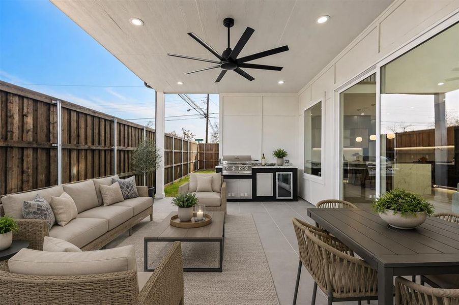 staged outdoor kitchen