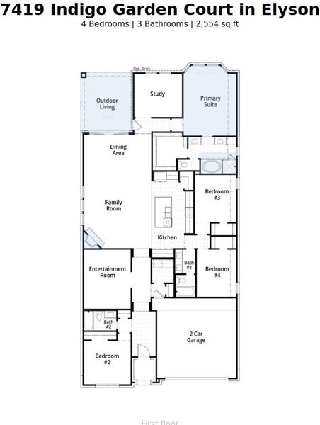 2D floor plan layout of this home in Elyson: 55ft. lots, Katy, TX (Image 3). 2D floor plan layout of this home in Elyson: 55ft. lots, Katy, TX (Image 3).