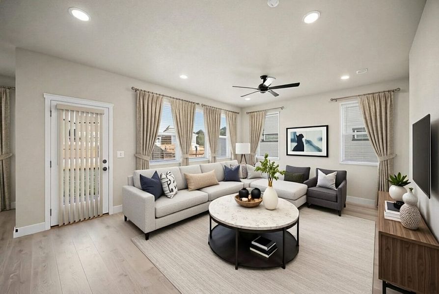 Furnished interior view inside a new home in Trails at Aspen Ridge-3, Colorado Springs (Image 5). Furnished interior view inside a new home in Trails at Aspen Ridge-3, Colorado Springs (Image 5).