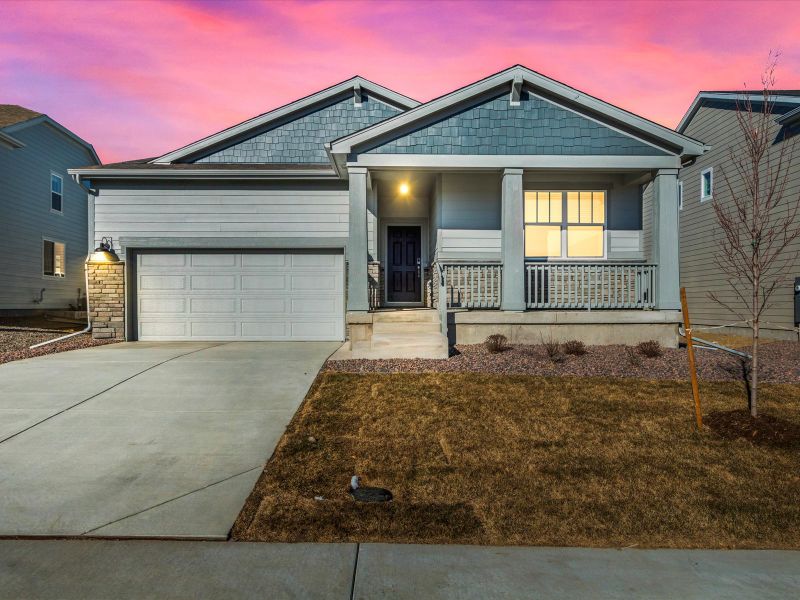 The Cherry Creek floorplan exterior image taken at a Meritage Homes community in Northern Colorado.