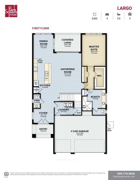 2D floor plan layout for the Largo by Park Square Residential in Marisol Pointe at MiraBay, Apollo Beach, FL (Image 3).