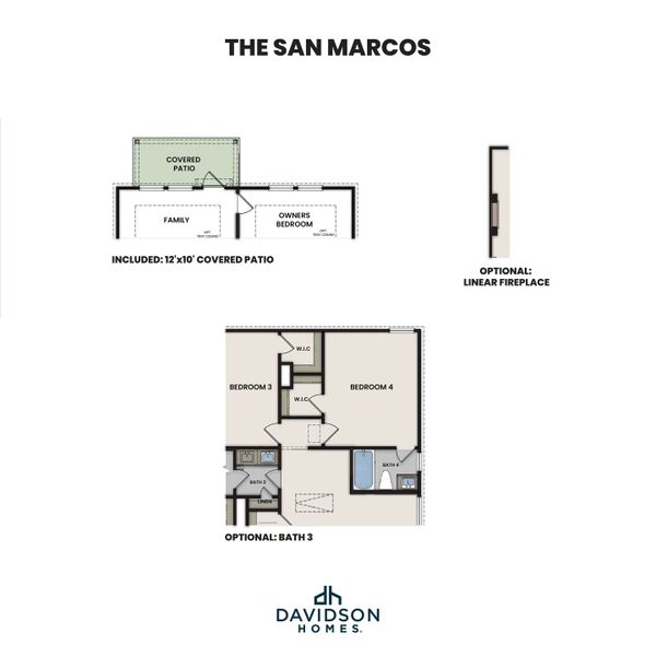 2D floor plan layout for the The San Marcos E by Davidson Homes LLC in Heartland, Heartland, TX (Image 4).