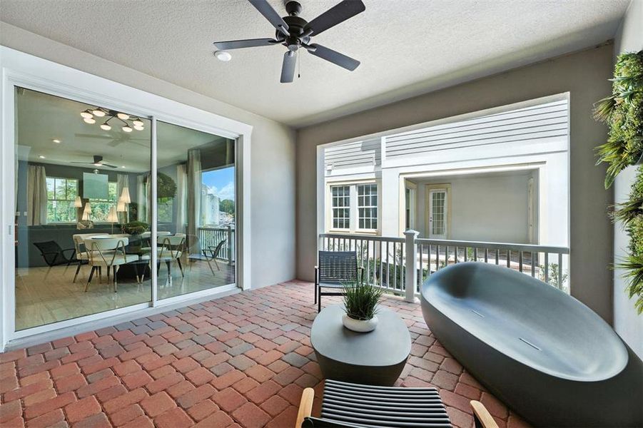 Exterior details and patio area of a home in Celebration - Island Village, Celebration (Image 2). Exterior details and patio area of a home in Celebration - Island Village, Celebration (Image 2).