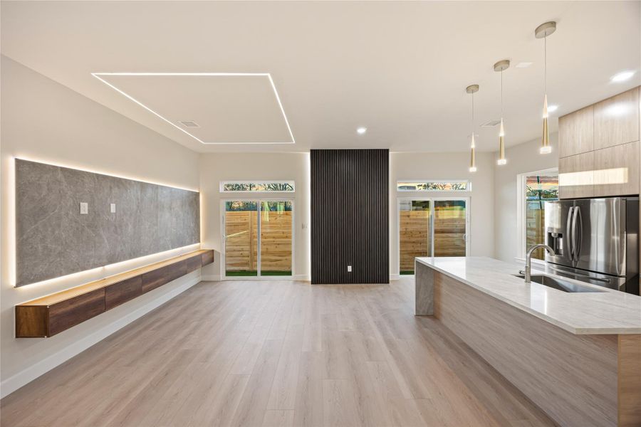 living room and kitchen