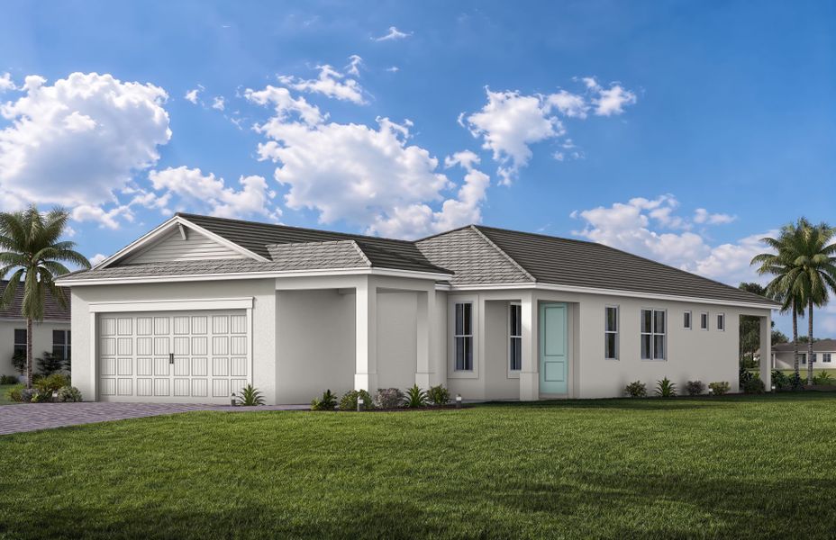 Representative exterior photo of a completed home built from the Flagstone by Pulte Homes in SeaFlower, Bradenton, FL (Image 17). Representative exterior photo of a completed home built from the Flagstone by Pulte Homes in SeaFlower, Bradenton, FL (Image 17).