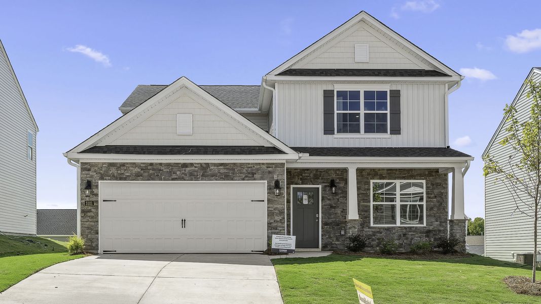 Front exterior of a new home in Middleton, Greensboro, NC, highlighting curb appeal (Image 1).