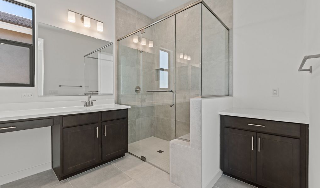 Primary bath with glass shower enclosure Primary bath with glass shower enclosure