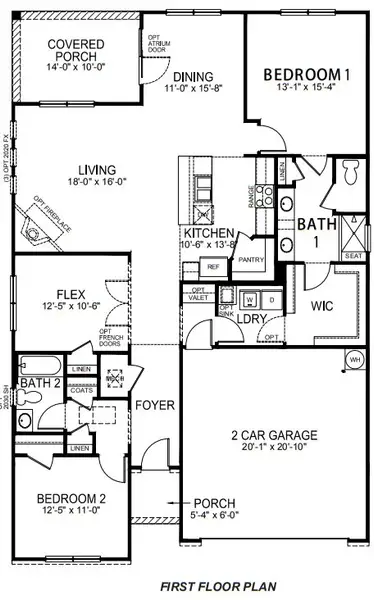 2D floor plan layout for the BRISTOL DRHe by D.R. Horton in Valley View, Waynesville, NC (Image 3).