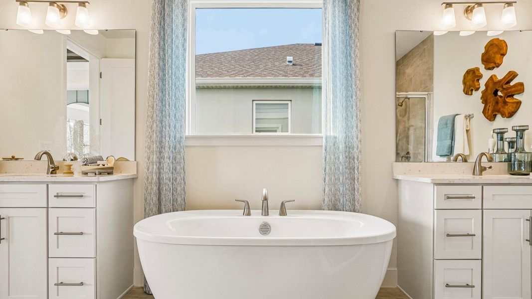 Oleander Primary Suite En Suite Bath by DRB Homes in Ardisia Park in New Smyrna Beach, FL Oleander Primary Suite En Suite Bath by DRB Homes in Ardisia Park in New Smyrna Beach, FL