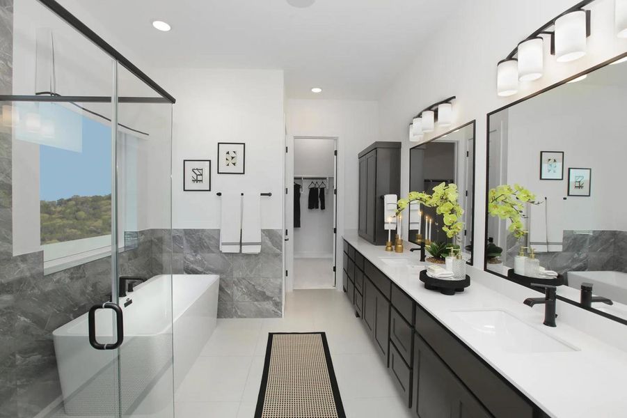 Furnished interior view inside a new home in Rough Hollow The District, Lakeway (Image 8).
