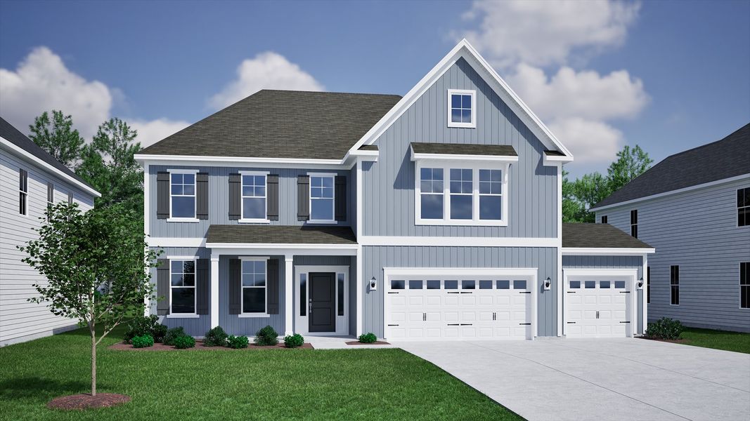 Front exterior of a new home in Hawthorn Ridge, Inman, SC, highlighting curb appeal (Image 1). Front exterior of a new home in Hawthorn Ridge, Inman, SC, highlighting curb appeal (Image 1).