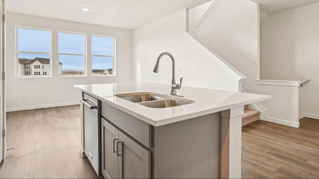 Furnished interior view inside a new home in Windler Townhomes, Aurora (Image 20). Furnished interior view inside a new home in Windler Townhomes, Aurora (Image 20).