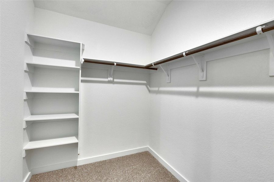 Spacious closet with light colored carpet Spacious closet with light colored carpet