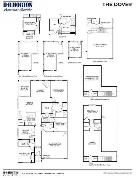 2D floor plan layout for the DOVER by D.R. Horton in Nexus South, Gallatin, TN (Image 3). 2D floor plan layout for the DOVER by D.R. Horton in Nexus South, Gallatin, TN (Image 3).
