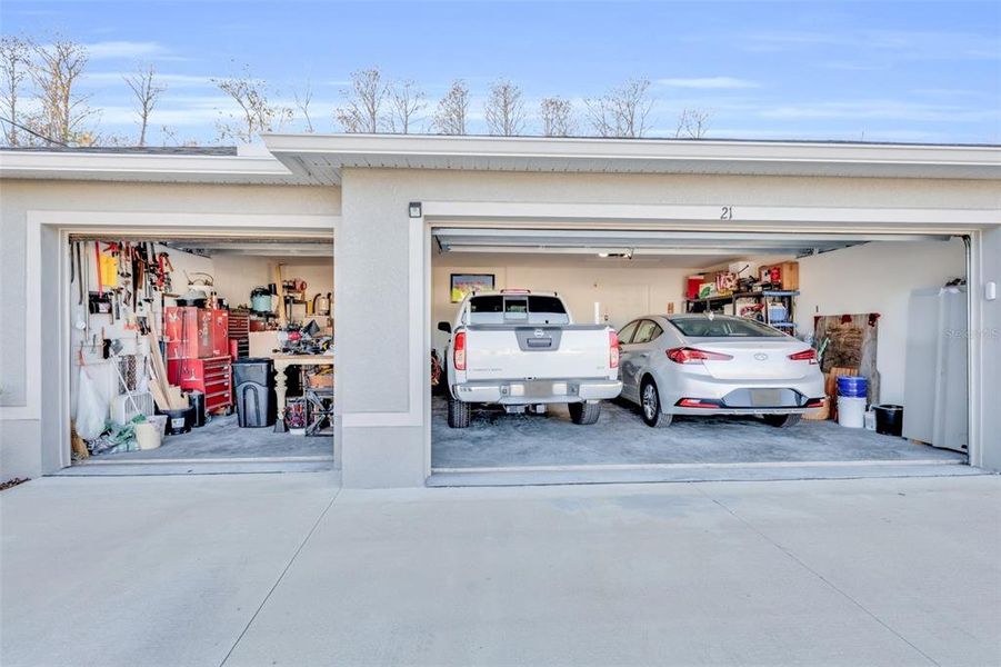 Spacious three car garage