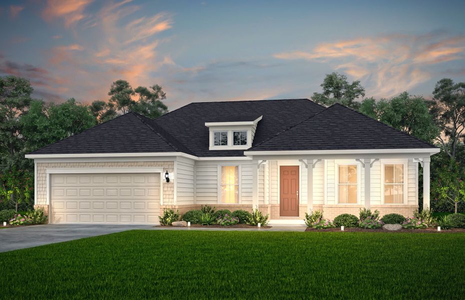 Representative exterior photo of a completed home built from the Stardom by Del Webb in Del Webb at Lake Oconee, Greensboro, GA (Image 2). Representative exterior photo of a completed home built from the Stardom by Del Webb in Del Webb at Lake Oconee, Greensboro, GA (Image 2).