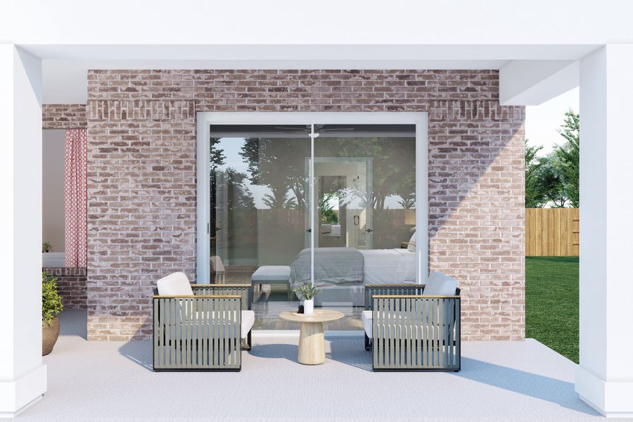 Exterior details and patio area of a home in Harvest Green, Richmond (Image 3). Exterior details and patio area of a home in Harvest Green, Richmond (Image 3).