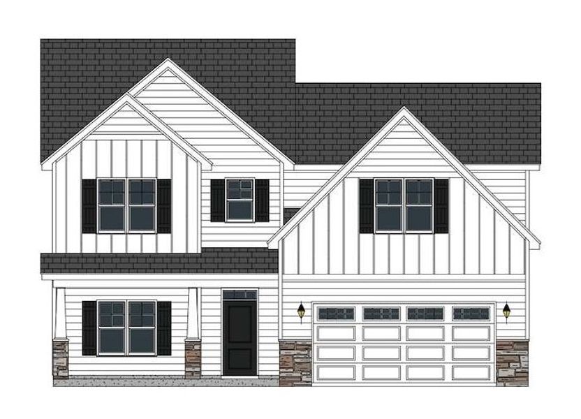 Exterior rendering of this home design in Arbor Hills South II, Greenville, NC (Image 1). Exterior rendering of this home design in Arbor Hills South II, Greenville, NC (Image 1).