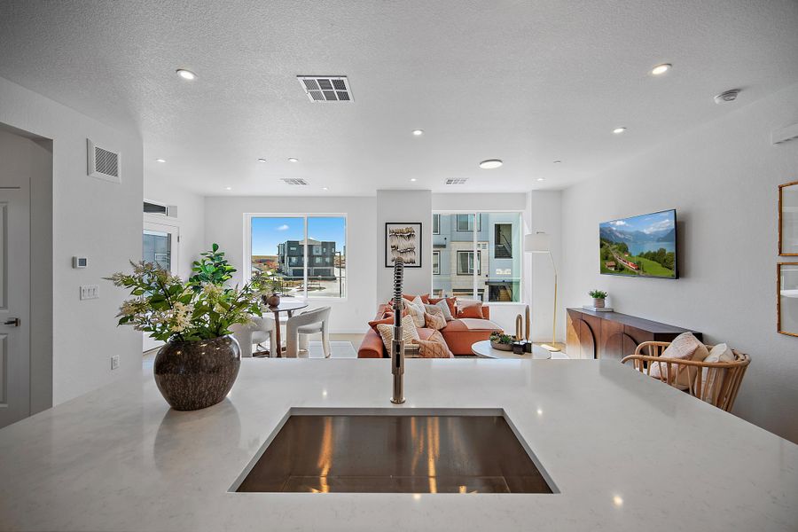 Furnished interior view inside a new home in Lyric at RidgeGate Condos, Lone Tree (Image 9).