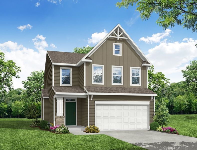 Representative exterior photo of a completed home built from the Edinburg by Eastwood Homes in Caldwell Forest, Charlotte, NC (Image 1).