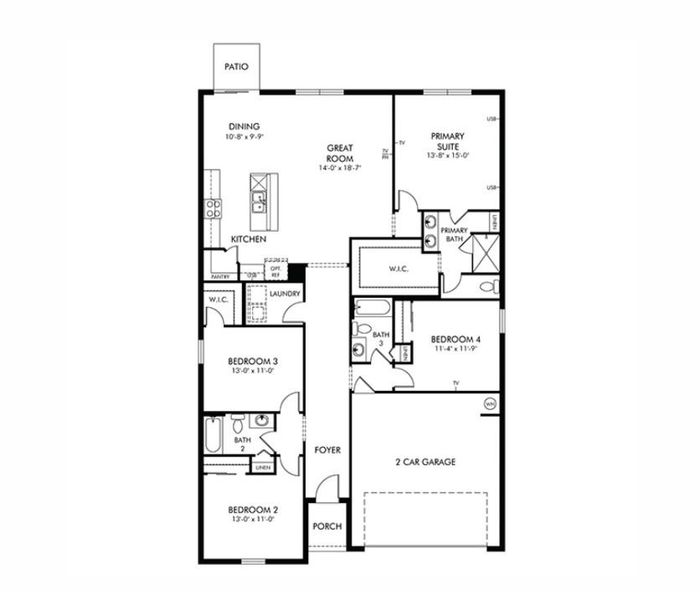 2D floor plan layout of this home in The Meadow at Crossprairie, St. Cloud, FL (Image 1). 2D floor plan layout of this home in The Meadow at Crossprairie, St. Cloud, FL (Image 1).