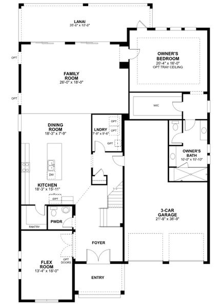2D floor plan layout for the Wentworth - Eco Grand Series by M/I Homes in Center Lake on the Park, St. Cloud, FL (Image 4).