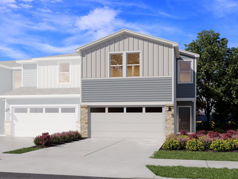 Representative exterior photo of a completed home built from the The Mayfield (170) by Meritage Homes in Turner's Village, Buda, TX (Image 1). Representative exterior photo of a completed home built from the The Mayfield (170) by Meritage Homes in Turner's Village, Buda, TX (Image 1).