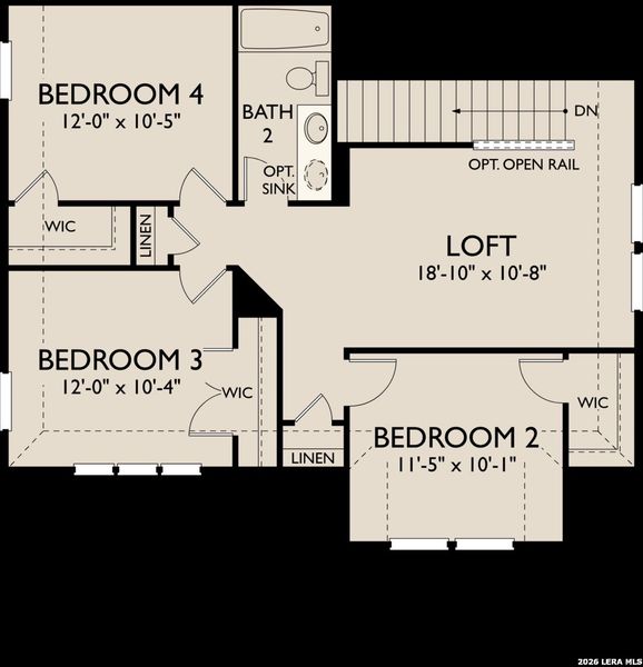 2D floor plan layout of this home in Arcadia Ridge, San Antonio, TX (Image 3).