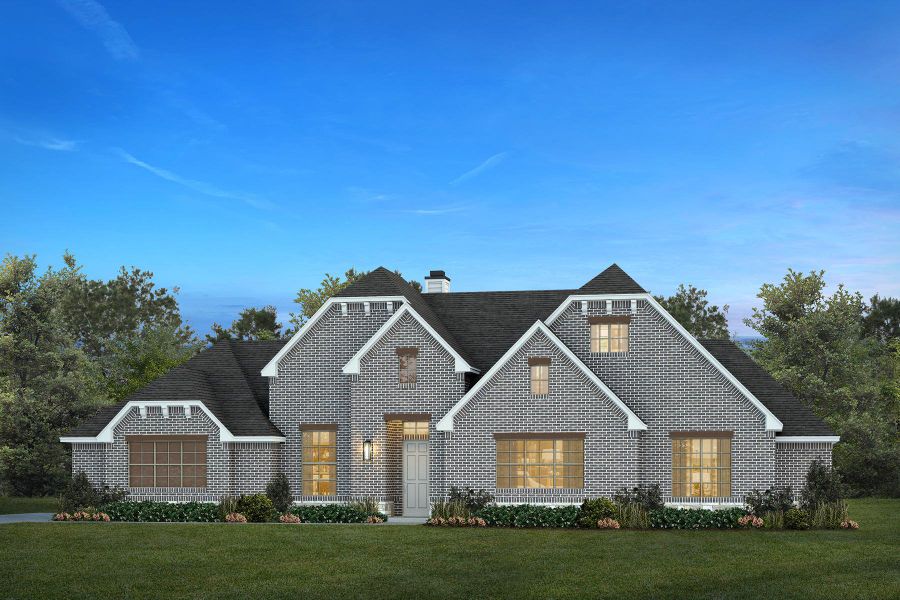 Representative exterior photo of a completed home built from the The Austin by Kenmark Homes in Stagecoach Crossing, Bridgeport, TX (Image 1).