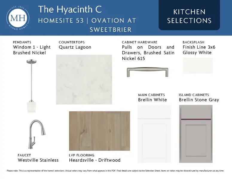 Sample of building materials used in homes in Ovation at Sweetbrier, Durham (Image 5).