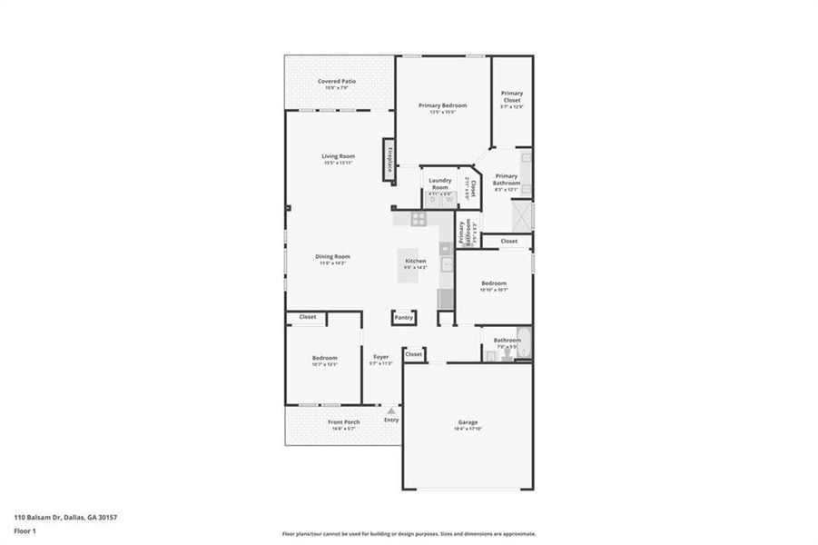 2D floor plan layout of this home in Poplar Place, Dallas, GA (Image 4).