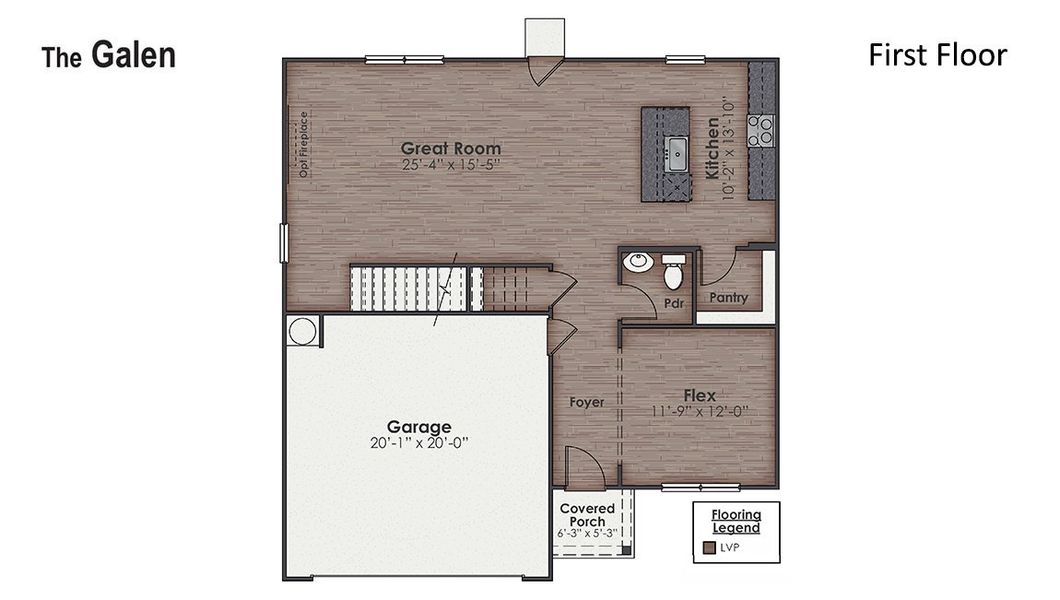 2D floor plan layout for the Galen by D.R. Horton in Bella Point, Bolivia, NC (Image 3).